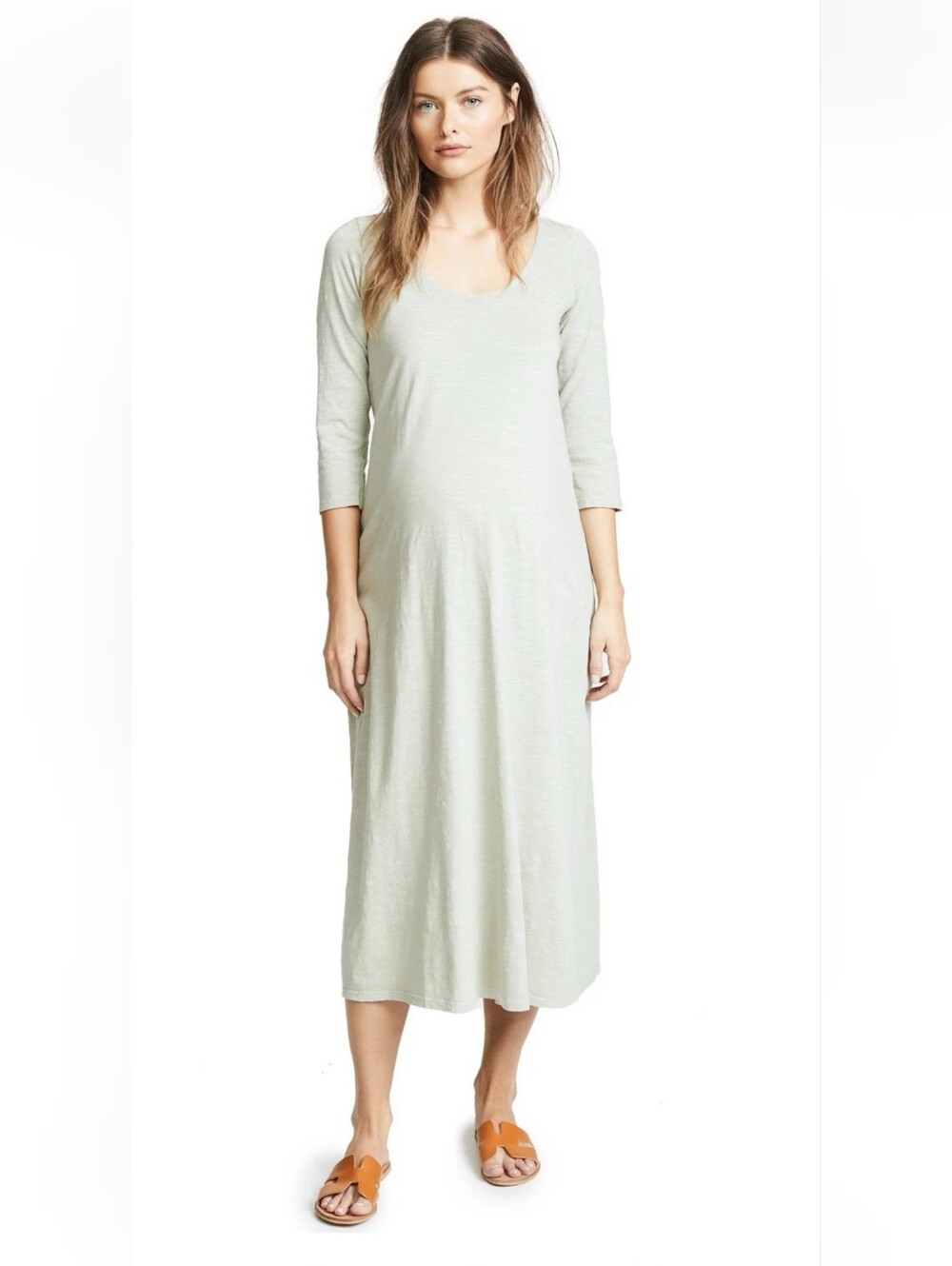 Hatch Maternity Womens Cotton Maxi Dress Green Sage Size 1 (S/4-6) Round Neck
